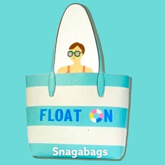 KATE SPADE NWT POOL FLOAT LARGE LEATHER OPEN TOP  TOTE BAG BEACH SUMMER - Picture 6 of 12